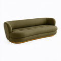 Canapé 3 places 220 x 95 x 75 cm en tissu vert olive - design arrondi