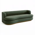 Canapé 3 places 220 x 92 x 78 cm en tissu vert avec base en bois style contemporain