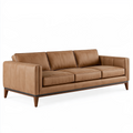 Canapé 3 places 220 cm en cuir marron style moderne avec accoudoirs
