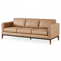 Canapé 3 places 210 cm revêtement aspect cuir camel style contemporain