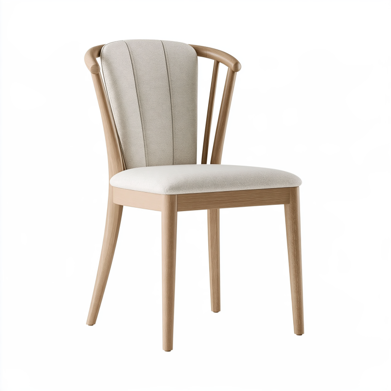 Chaise de salle à manger 50 x 55 x 85 cm en bois beige avec assise rembourrée style scandinave