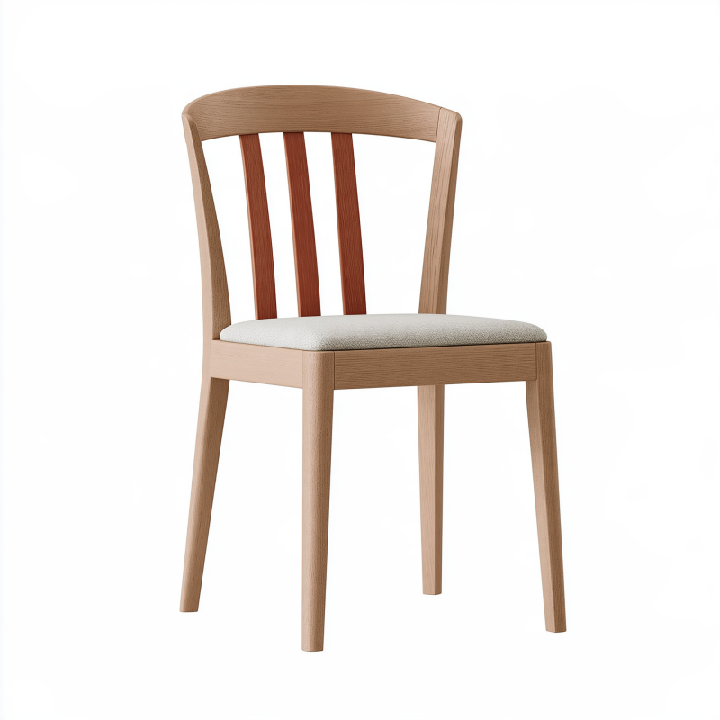 Chaise 46 x 54 x 83 cm en bois beige et brun avec assise rembourrée style contemporain