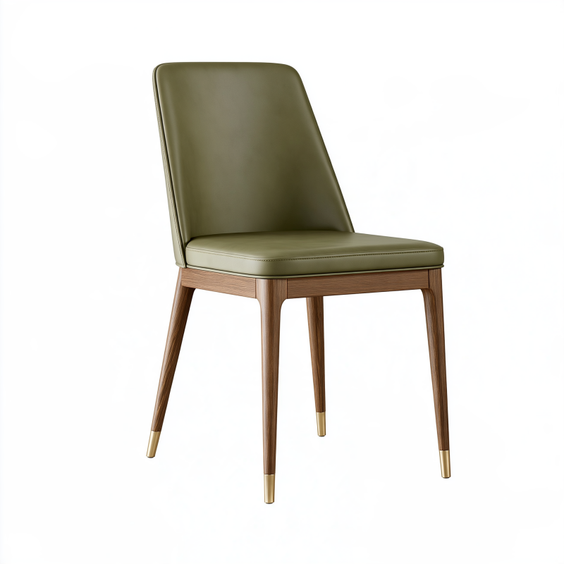 Chaise de salle à manger 50 x 57 x 85 cm en similicuir vert olive style contemporain