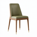 Chaise de salle à manger 50 x 56 x 83 cm en bois finition noyer et revêtement synthétique vert olive style contemporain