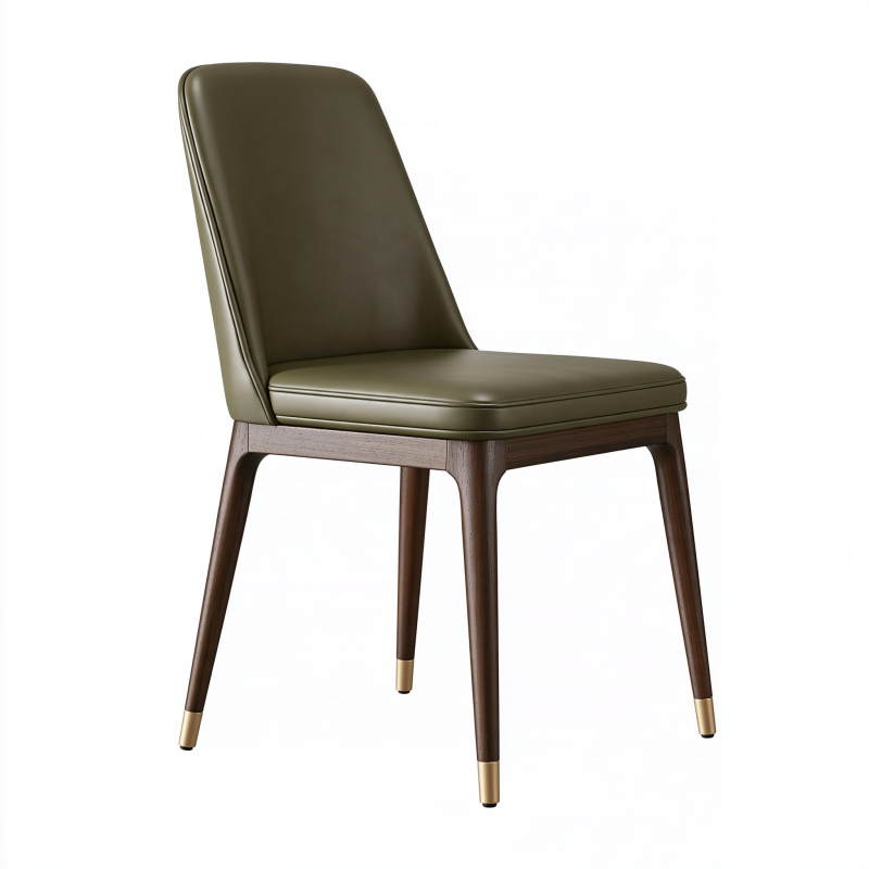 Chaise de salle à manger 52 x 60 x 85 cm en bois brun et revêtement vert olive style contemporain
