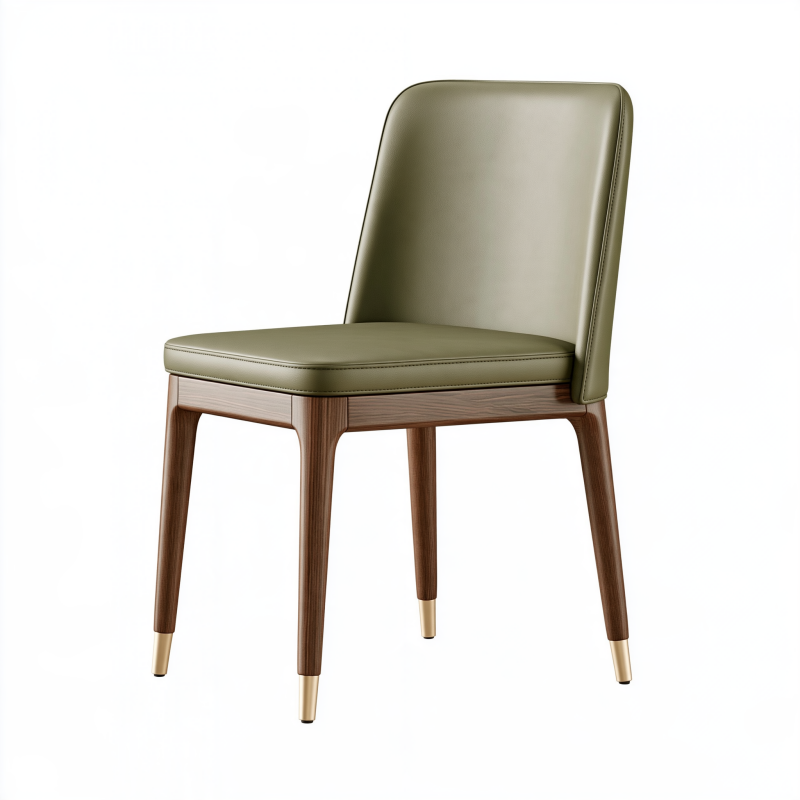 Chaise de salle à manger 48 x 58 x 84 cm aspect cuir vert olive bois style contemporain