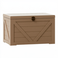 Coffre de rangement extérieur 120 x 61 x 63 cm en résine taupe effet bois à couvercle