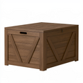 Coffre de rangement extérieur 120 x 60 x 63 cm en plastique brun effet bois avec couvercle