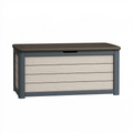 Coffre de rangement 120 x 55 x 60 cm en résine gris anthracite et beige style contemporain pour jardin