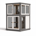 Cage pour chat 120 x 60 x 180 cm en bois gris et blanc avec panneaux grillagés